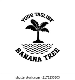 Banana tree illustration vector design with black and white color theme for logo and icon