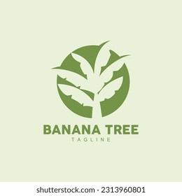 Banana Tree Logo, Fruit Tree Plant Vector, Silhouette Design, Template Illustration