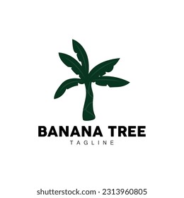 Banana Tree Logo, Fruit Tree Plant Vector, Silhouette Design, Template Illustration