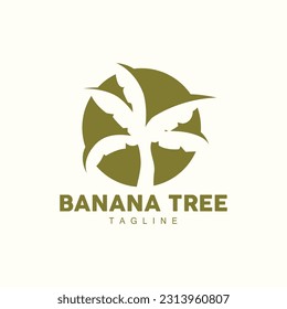 Banana Tree Logo, Fruit Tree Plant Vector, Silhouette Design, Template Illustration