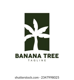 Banana Tree Logo, Fruit Tree Plant Vector, Silhouette Design, Template Illustration