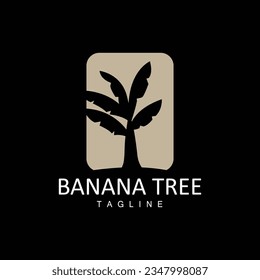 Banana Tree Logo, Fruit Tree Plant Vector, Silhouette Design, Template Illustration