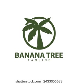 Banana Tree Logo, Fruit Tree Plant Vector, Silhouette Design, Template Illustration