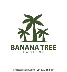 Banana Tree Logo, Fruit Tree Plant Vector, Silhouette Design, Template Illustration