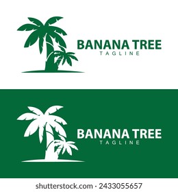 Banana Tree Logo, Fruit Tree Plant Vector, Silhouette Design, Template Illustration