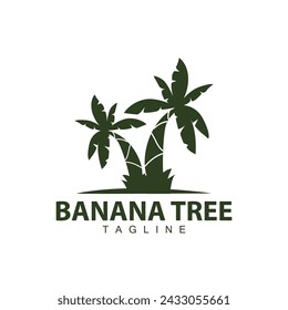 Banana Tree Logo, Fruit Tree Plant Vector, Silhouette Design, Template Illustration