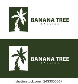 Banana Tree Logo, Fruit Tree Plant Vector, Silhouette Design, Template Illustration