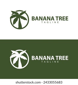 Banana Tree Logo, Fruit Tree Plant Vector, Silhouette Design, Template Illustration