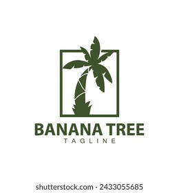 Banana Tree Logo, Fruit Tree Plant Vector, Silhouette Design, Template Illustration