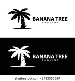 Banana Tree Logo, Fruit Tree Plant Vector, Silhouette Design, Template Illustration