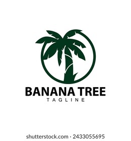 Banana Tree Logo, Fruit Tree Plant Vector, Silhouette Design, Template Illustration