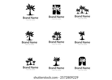 Banana Tree Logo Fruit Tree Plant Silhouette Design, Template Illustration