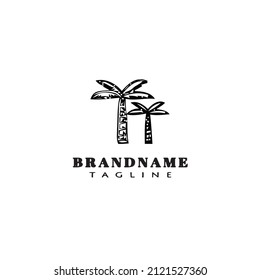 banana tree logo icon cartoon design template modern black vector