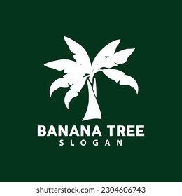 Logotipo de árbol de plátano, diseño de silueta simple de árbol de plátano, ilustración de vectores de símbolos de icono de planta
