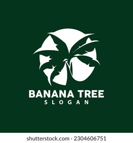 Banana Tree Logo, Banana Tree Simple Silhouette Design, Plant Icon Symbol Vector Illustration
