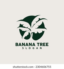 Banana Tree Logo, Banana Tree Simple Silhouette Design, Plant Icon Symbol Vector Illustration