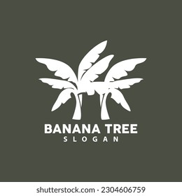 Banana Tree Logo, Banana Tree Simple Silhouette Design, Plant Icon Symbol Vector Illustration