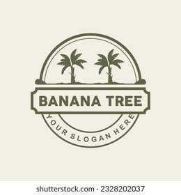 Banana Tree Logo, Banana Tree Simple Silhouette Design, Plant Icon Symbol Vector Illustration