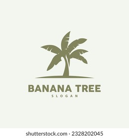 Banana Tree Logo, Banana Tree Simple Silhouette Design, Plant Icon Symbol Vector Illustration