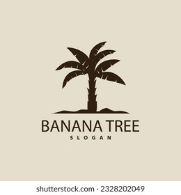 Logotipo de árbol de plátano, diseño de silueta simple de árbol de plátano, ilustración de vectores de símbolos de icono de planta