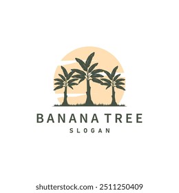Banana Tree Logo, Banana Tree Simple Silhouette Design, Plant Icon Symbol Vector Illustration