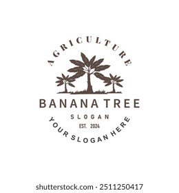 Logotipo de árvore de banana, Design de silhueta simples de árvore de banana, Ilustração de vetor de símbolo de ícone de planta