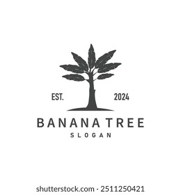 Banana Tree Logo, Banana Tree Simple Silhouette Design, Plant Icon Symbol Vector Illustration