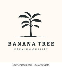 banana tree nature vintage logo vector minimalist illustration design, banana tree fresh garden logo design