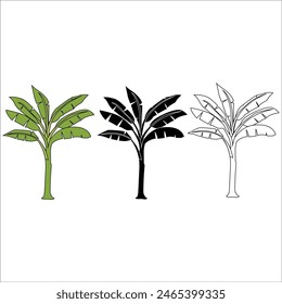 Banana tree silhouette vector art illustration