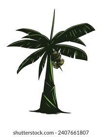 Banana tree silhouette vector design