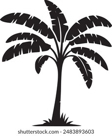 Banana Tree Silhouette Vector Icon. Vector Illustration of Banana Tree. Banana tree. Banana tree sign. Vector illustration