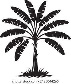 Banana Tree Silhouette Vector Icon. Vector Illustration of Banana Tree. Banana tree. Banana tree sign. Vector illustration