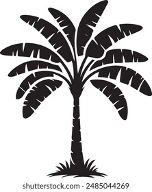 Icono de Vector de silueta de árbol de plátano. Ilustración vectorial de Banana Tree. Plátano. Signo de árbol de plátano. Ilustración vectorial