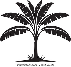 Banana Tree Silhouette Vector Icon. Vector Illustration of Banana Tree. Banana tree. Banana tree sign. Vector illustration