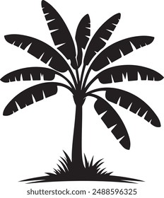 Icono de Vector de silueta de árbol de plátano. Ilustración vectorial de Banana Tree. Plátano. Signo de árbol de plátano. Ilustración vectorial