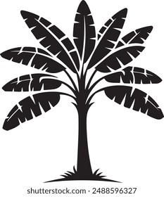 Banana Tree Silhouette Vector Icon. Vector Illustration of Banana Tree. Banana tree. Banana tree sign. Vector illustration