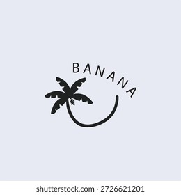 Bananenbaum-Vektorlogo mit abstrakter Kreis-Concept-Illustration. Minimalistisch