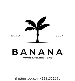 banana tree vintage logo vector symbol illustration design, banana tree silhouette logo design