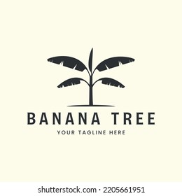 banana tree with vintage style logo vector template icon illustration design