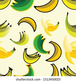 Banana tropical fruit icon vector graphics seamless pattern