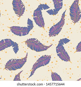 Banana Tropical leaves floral print exotic seamless pattern. The texture of the fabric leaves of banana and palm trees. Exotic Hawaiian print for swimsuits.