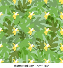 banana tropical leaves seamless pattern