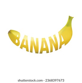 Banana-Texteffekt auf weißem Hintergrund