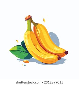 banana vector 2d flat color white background