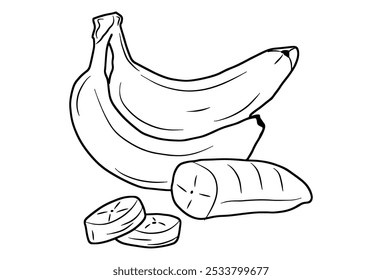 Bananenvektor mit schwarzer Linie