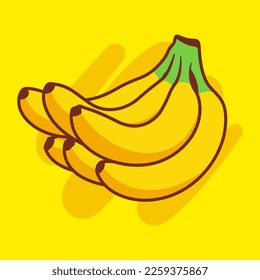 Banana Vector Cartoon Art Illustration on Isolated Background. Fruit Theme Illustration on Isolated Background. Fruit Illustration. Healthy Food Illustration on Isolated Background