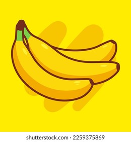 Banana Vector Cartoon Art Illustration on Isolated Background. Fruit Theme Illustration on Isolated Background. Fruit Illustration. Healthy Food Illustration on Isolated Background