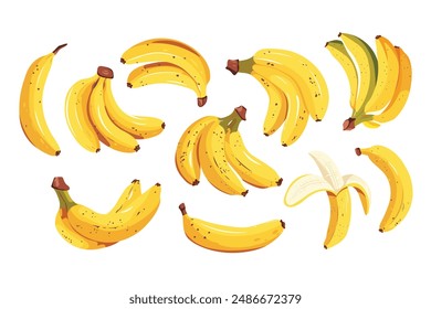 Banana vector clipart. Juicy and bright summer fruit.