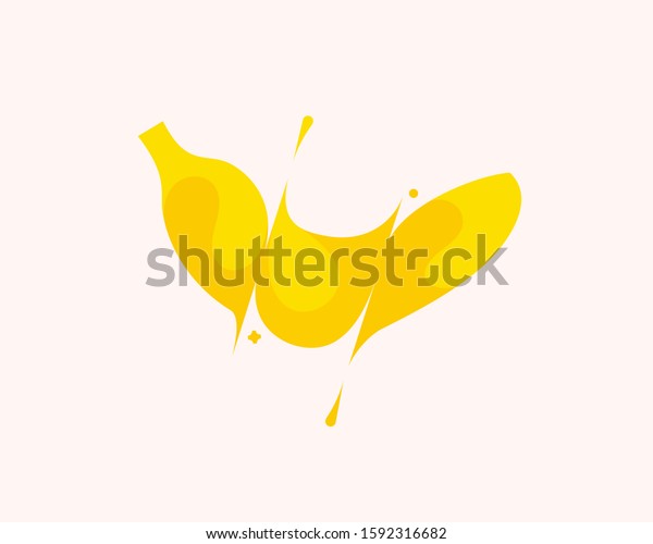 Banana vector colorful modern
minimal style illustration. Creative icon logo splash concept
explosion with drops. Fresh fruit vector logo emblem symbol
logotype
