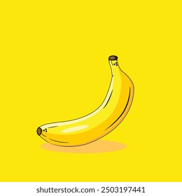 Banana vector design and illustration with a yellow background 